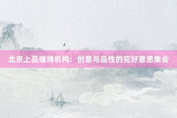 北京上品缠绵机构：创意与品性的完好意思集会