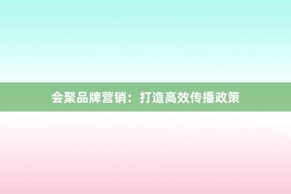 会聚品牌营销：打造高效传播政策